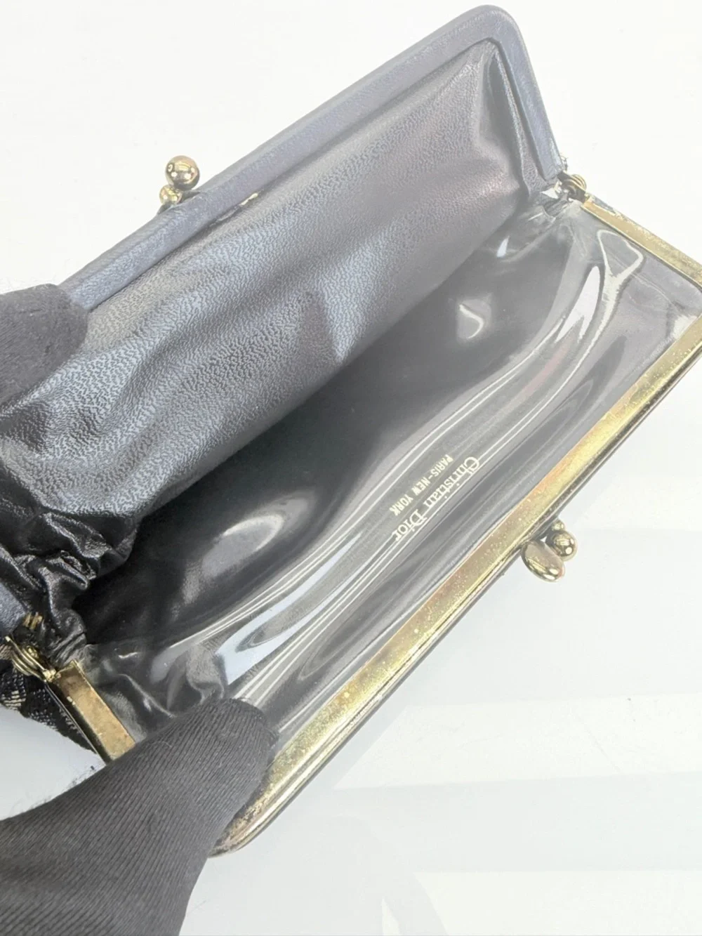 Christian Dior Trotteur Vintage Classic Navy Kisslock Vintage Clasp Wallet